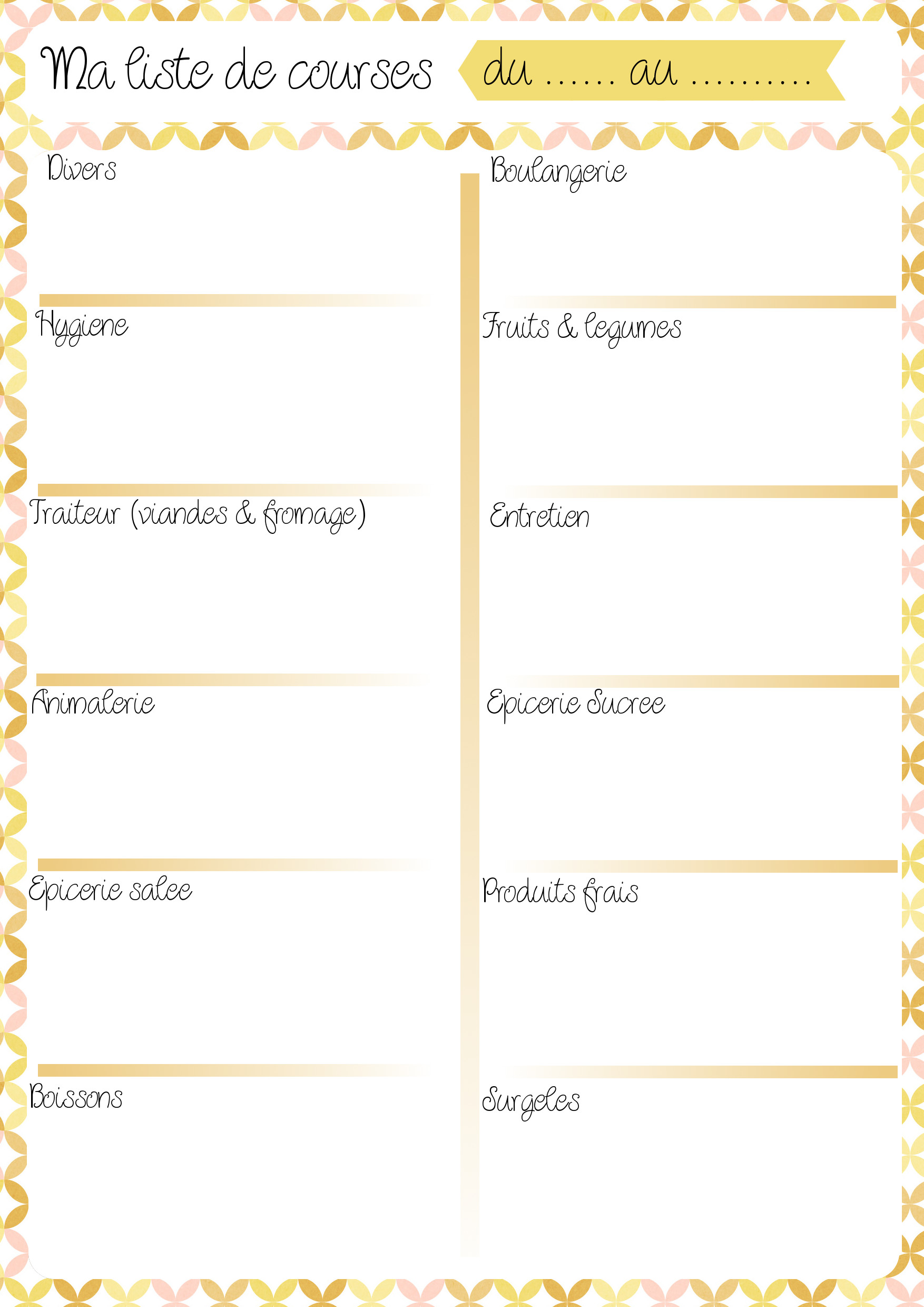 Sélection de 10 menus et listes de courses à imprimer Simplement Organisée