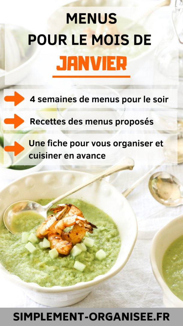 Menus pour le mois de Janvier Simplement Organisée