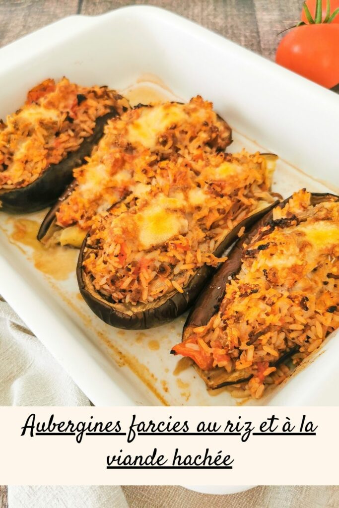 aubergines farcies au riz et viande hachée